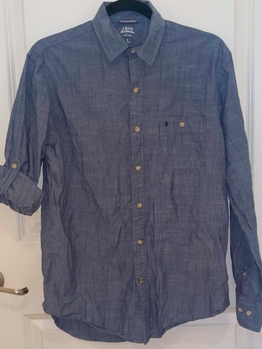 IZOD Saltwater Men’s Long Sleeve Button Up Shirt, Size S